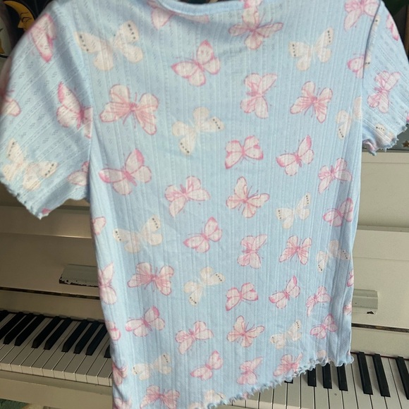 George Light Blue Top with Pink Butterfly Print Girls XL (14-16) - Picture 6 of 12